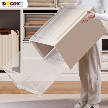 Straw bear thickened drawer storage box household transparent underwear clothes storage cabinet clothing organizer drawer storage box depth 53* width 45* height 30 with lock transparent 1 pack thick style