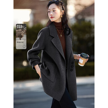 Mohan yimei hand-length design fashionable handmade double-sided wool coat 2025 winter new wool coat