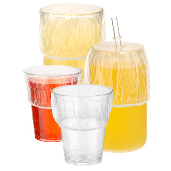 Clcey extra small disposable plastic wrap cover food cup small bowl elastic mouth mini dust cover small size elastic mouth plastic wrap cover dust cover transparent thickened 5 packs about 500 pieces set diameter 2 to 5 cm