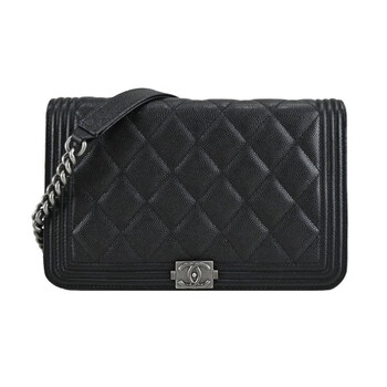 Second-hand 95 new chanel chanel leboy series woc black gold lychee leather woc fortune bag women's shoulder crossbody bag black lychee pattern silver buckle