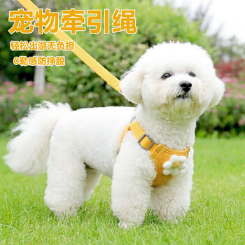 Xinghengmeng dog harness traction rope i-shaped small puppy teddy bichon pomeranian celebrity vest harness for walking dogs, yellow sunflower, full of vitality, bust 31-42cm, recommended within 4-8 pounds