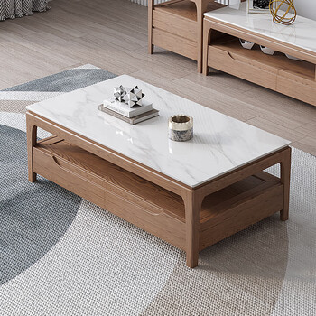 Muluohua slate coffee table modern simple small apartment living room table nordic ash solid wood coffee table tv cabinet combination 1.05 meter slate coffee table imported ash