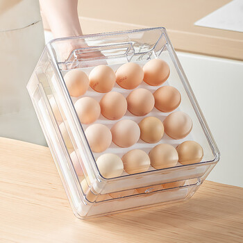 Home story japanese egg storage box refrigerator with 32 compartments double-layer thickened crisper refrigerator egg tray egg storage artifact refrigerator storage box-single pack 4.5l