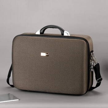 Longxingbao suitcase code lock hard shell storage bag crossbody large capacity travel tarpaulin suitcase can be put on boarding for clothes brown zipper with code lock 15 inches small (inner diameter 37*24*16cm)