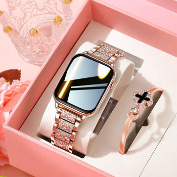 Suitable for vivooppo mobile phone smart watch female birthday valentine's day gift bluetooth phone nfc sports watch bracelet bracelet gift box rose gold steel belt
