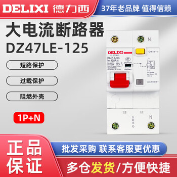 Delixi air switch with leakage protector dz47le-125 1p+n 100a 125a 80a 80a 1p+n