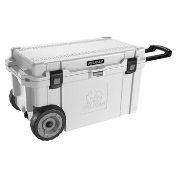 Pelican outdoor portable wheeled cooler 61.4l large capacity for camping, fishing and picnic keeping warm and cold white