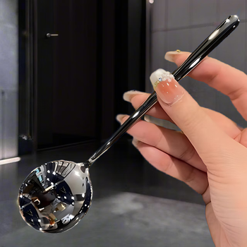 Hua muxi 304 stainless steel household exquisite and high-looking korean-style long-handled high-end eating spoon ins-style bibimbap spoon spoon 1 long-handled round (extra thick, about 40 grams each)