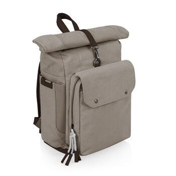 Picnic timecarmel roll top backpack cooler canvas insulated cooler backpack (gray)