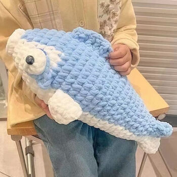 Changyin cute wool diy knitting material bag hand crocheted homemade salted fish stick sofa ornaments pillow light blue ice line salted fish material bag