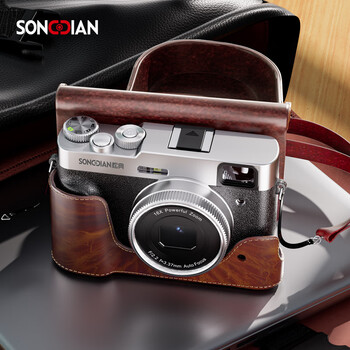 Songdian dc202l digital camera vlog fool mirrorless entry-level student viewfinder camera replaces ccd, black and silver, official standard + leather case set, 128g memory, can store about 12,000 photos