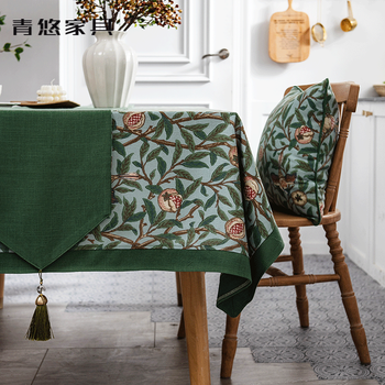 Sailotou american tablecloth, retro style, new chinese rectangular tablecloth fabric, american pastoral tablecloth, custom coffee table, green, tablecloth 150*210 cm, table runner not included