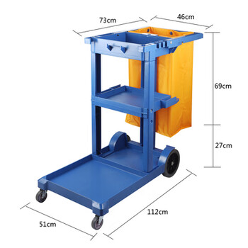 Customized multi-functional cleaning trolley linen cart property shopping mall hotel guest room cleaning cart service cart cleaning charter cart blue without cover (non-baiyun brand)