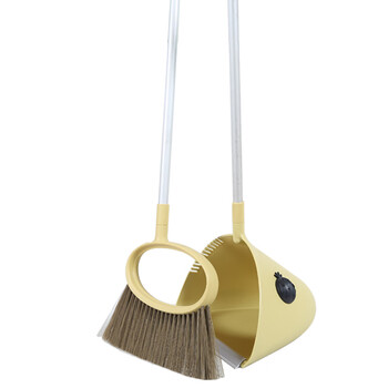 Huanlong plastic broom and dustpan set combination sweeping dustpan broom broom cleaning soft bristle dustpan set lemon yellow