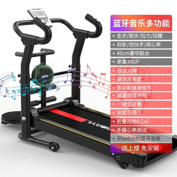 Pradayl treadmill household small men's and women's folding belt silent pad indoor home gym fitness equipment walking machine bluetooth music model 306 black + twist sit-ups