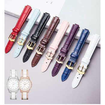 Dianhe genuine leather watch strap for men and women dkny cartier rossini gea citizen fuli protruding leather strap black-gold pin buckle 12mm
