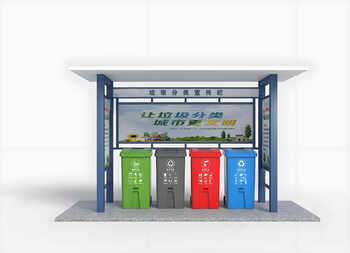 Renjuyi customized outdoor garbage sorting kiosk collection kiosk garbage promotional sign customized garbage sorting kiosk rainproof shelter recycling station style 1