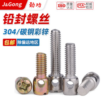 Jinggong 304 stainless steel lead-sealed meter box screws carbon steel color zinc seal strap hole cross screw bolts m4m5m6 m4*8 full teeth (20 pcs/stainless steel)