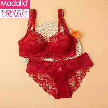 Modal pure desire lace sexy ultra-thin underwear women's set push-up and retract secondary breasts for dating red benmingnian beautiful back bra set-red exquisite underwear gift box xl 38/85cd sexy and comfortable