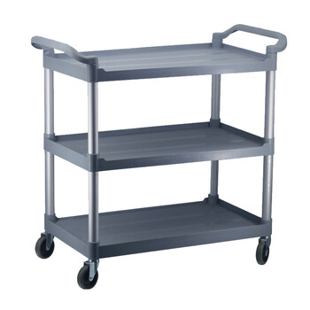 Fully suitable dining cart, three-story commercial dish collection cart, kitchen canteen push cleaning cart, sweeper cart, multi-functional food delivery cart, hotpot cart, side dish cart, large gray