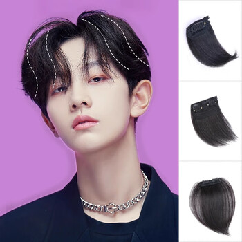 Jiali qiansi wig piece men's head replacement volume fluffy root hair pad real hair invisible light wig men's hair pad one card hair pad natural color 1 piece 10cm