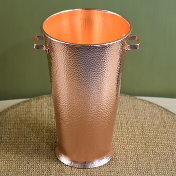 Huili's thickened copper portable pure ice bucket champagne beer fruit tea cola bucket storage bucket copper ice bucket handmade original color style