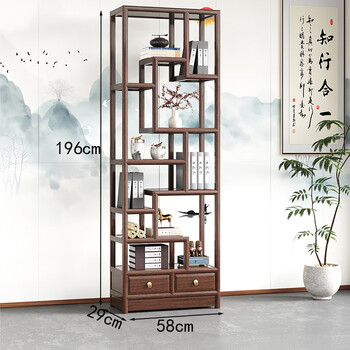 Kehainuo 58 68 78 88 narrow solid wood ancient shelf duobaoge new chinese bookshelf partition rack tea cabinet ornament rack 58 wide ancient shelf single-complete