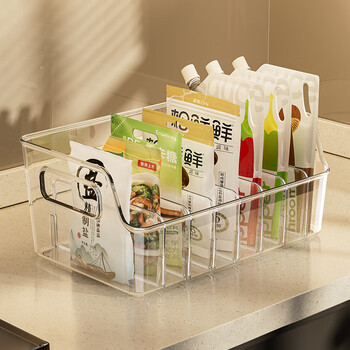 Yingsi style spice jar storage box countertop seasoning salt bag multi-grid spice box home kitchen rack spice storage rack with handle 8 grids/detachable partition 1