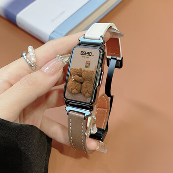 Hkmw2025 new launched mobile phone smart watch for women, multi-functional bluetooth message reminder for exercise, heart rate and blood pressure, classic white and brown stitching, note to send a gift pack