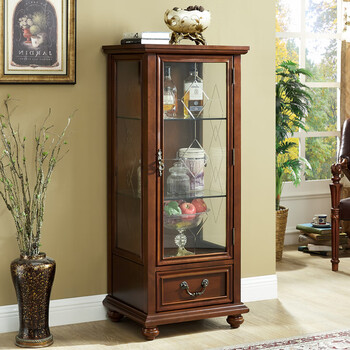 Yeyao american solid wood wine cabinet sideboard foyer display cabinet european style small wine cabinet wall-mounted living room multi-functional decorative cabinet single door wine cabinet 55*46*131cm right opening