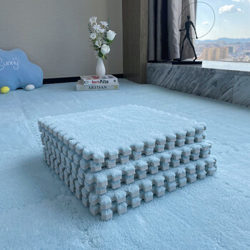Aoxi ins style room plush splicing carpet bedroom living room foam bedside whole house large area full carpet sky blue 30cm*30cm thick 1cm