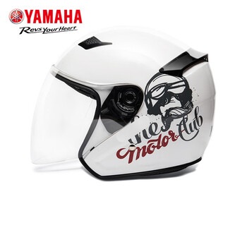 Yamaha yamaha motorcycle electric vehicle helmet 3c certified men's and women's all-season lightweight safety helmet three-quarter helmet autumn and winter white decal (veneer version) xxl