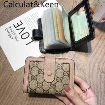 Calculat&keenck wallet driver's license card holder women's thin compact multi-function large capacity transparent 2024 new simple multi-card slot pink