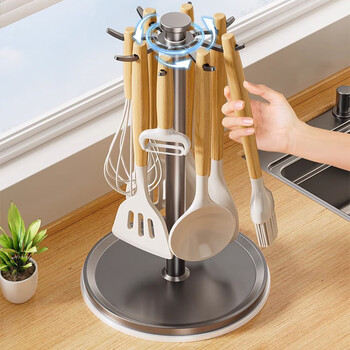 Hu xiansen rotating spatula storage rack kitchen supplies hook rack household multi-functional countertop kitchen utensils spoon storage rack