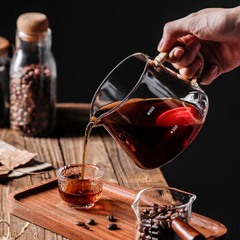 Chomu glass coffee sharing pot high temperature resistant ear hanging coffee pot hand brewed coffee appliance household fair cup with scale 450ml sharing pot