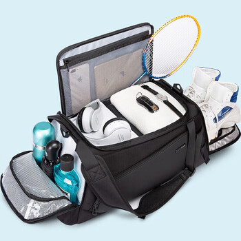 Bange fitness bag men's wet and dry separation sports hand carry large capacity messenger bag independent shoe compartment travel bag 1917 black