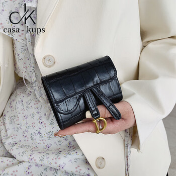 Casa-kupsck women's bag light luxury simple women's bag card holder coin purse small korean version trendy crocodile pattern embossed exquisite black