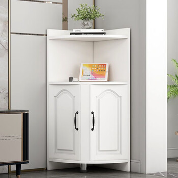 Mexueer corner triangular cabinet multifunctional semicircle corner wine cabinet corner storage rack corner bookcase warm white/40*120 high