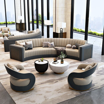 Zhihang nordic hotel lobby curved sofa sales office reception hall club exhibition hall business negotiation table and chair combination 1+1+6+ coffee table color remarks