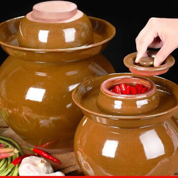 Chaosihui pickle jar household earthenware sichuan pickle special ceramic pickle jar thickened earthen jar pickle old jar holding 20 pounds of water thickened old-fashioned lid (with inner lid)