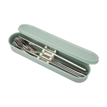 Portable four-piece stainless steel tableware set