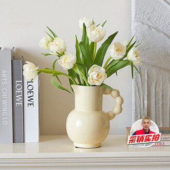 Mudingding ceramic milk bottle vase french cream style flower arrangement retro high-end flower holder birthday gift