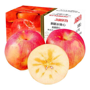 Authentic xinjiang rock candy heart red fuji apple, fresh ugly apple, holiday gift box, fruit apple, about 10 kilograms in box, single fruit 70-90mm, net weight 8.5 kilograms