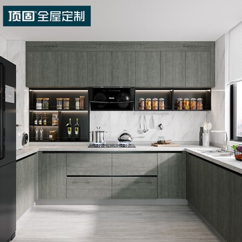 Dinggu norwegian forest integrated kitchen cabinet quartz stone countertop stove cabinet integrated custom floor cabinet wall cabinet storage cupboard prepaid deposit
