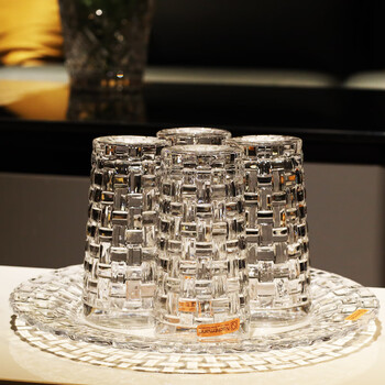 German nachtmann crystal glass whiskey glass cocktail beer juice drink water cup set 4 tall cups 395ml + 32cm round flat plate