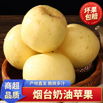 Zehua fruit shandong yantai qixia cream apple milk apple fruit gift group buy directly from source free shipping net weight 4.5 jin single fruit 80mm+ directly from source