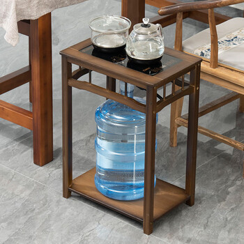 Mingzhu tea table household small tea table side cabinet side cabinet solid wood tea bar coffee table kettle integrated bucket rack tea cabinet walnut color reinforced small tea table separate tea table