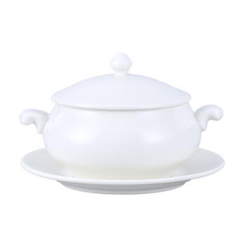 Hotel soup cup pure white large stew cup extra large double ears with lid chinese style household soup stew pot palace stew cup 6-inch buddha's nest 400ml