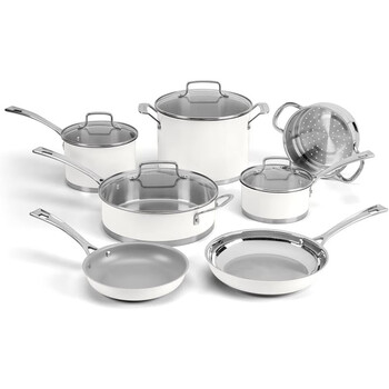 Cuisinart cuisinart mw89-11 matte white cookware set soup pot wok simple and stylish