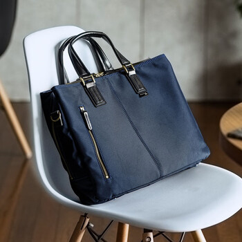 Sanwa japanese-made computer bag, handbag, commuter business briefcase, large capacity shoulder bag, trendy men's bag, dark blue 13-14 inches